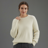 Maglione Donna a Righe con Collo Rotondo