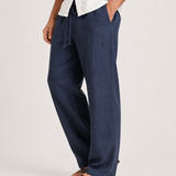 Simone – pantaloni a gamba larga effetto lino con coulisse da uomo