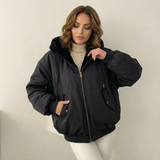Giacca Bomber Teddy Reversibile con Cappuccio