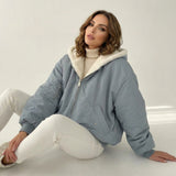 Giacca Bomber Teddy Reversibile con Cappuccio