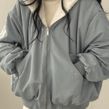 Giacca Bomber Teddy Reversibile con Cappuccio
