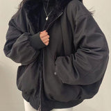 Giacca Bomber Teddy Reversibile con Cappuccio