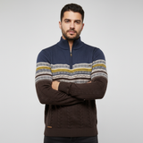 Maglione Uomo Mezza Zip con Motivo Etnico