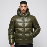 Giacca Puffer Uomo Lucida Imbottita con Cappuccio