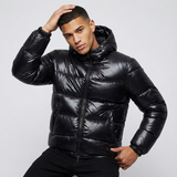 Giacca Puffer Uomo Lucida Imbottita con Cappuccio