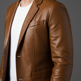 Blazer in Pelle da Uomo Taglio Slim