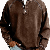 Maglione Henley uomo rétro a maniche lunghe