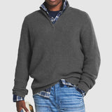 Maglione uomo a righe con zip 1/4