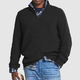 Maglione uomo a righe con zip 1/4