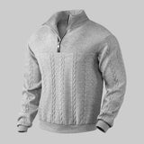 Maglione uomo a trecce con zip a quarto