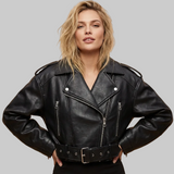 Giacca Biker Cropped con Zip Asimmetrica