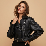 Giacca Biker Cropped con Zip Asimmetrica