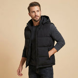 Gilet imbottito senza maniche con cappuccio