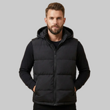 Gilet imbottito senza maniche con cappuccio