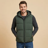 Gilet imbottito senza maniche con cappuccio