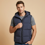 Gilet imbottito senza maniche con cappuccio