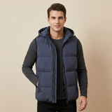 Gilet imbottito senza maniche con cappuccio