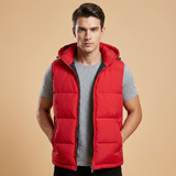 Gilet imbottito senza maniche con cappuccio