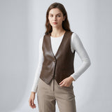 Gilet Donna in Pelle con Scollo a V
