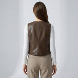 Gilet Donna in Pelle con Scollo a V