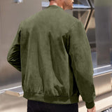Bomber in suede con colletto a costine da uomo
