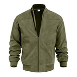 Bomber in suede con colletto a costine da uomo