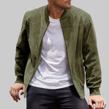Bomber in suede con colletto a costine da uomo