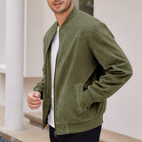 Bomber in suede con colletto a costine da uomo