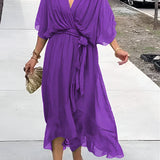 Vestito in chiffon leggero con scollatura a V