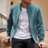 Bomber in suede con colletto a costine da uomo