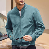 Bomber in suede con colletto a costine da uomo