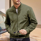 Bomber in suede con colletto a costine da uomo