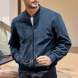 Bomber in suede con colletto a costine da uomo