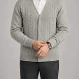 Cardigan Uomo in Maglia Cable con Bottoni