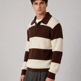 Maglione Uomo a Strisce con Colletto Polo