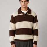Maglione Uomo a Strisce con Colletto Polo