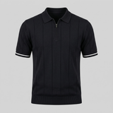 Polo a righe verticali con zip da uomo