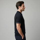 Polo a righe verticali con zip da uomo