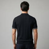 Polo a righe verticali con zip da uomo