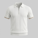 Polo a righe verticali con zip da uomo