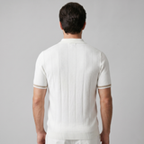 Polo a righe verticali con zip da uomo