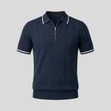 Polo a righe verticali con zip da uomo