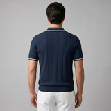 Polo a righe verticali con zip da uomo
