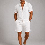 Vincenzo – completo due pezzi di lino camicia e shorts da uomo